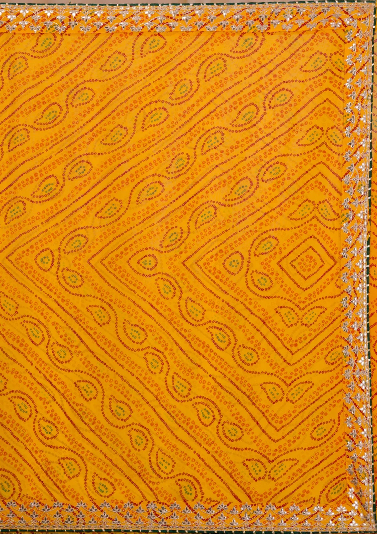 ZYellow Bandhani Gotapatti Georgette Saree