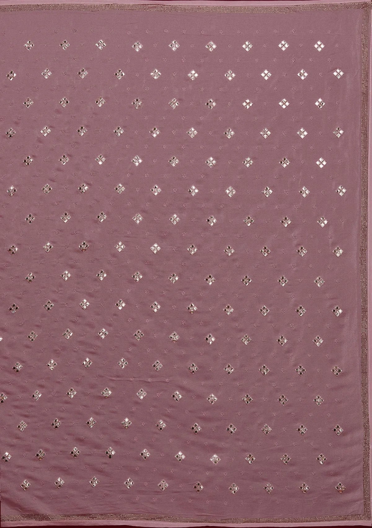 ZOnion Pink Swarovski Semi Crepe Designer Saree